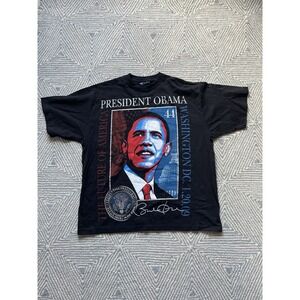 Rose Deal President Barack Obama Stamp Graphic T-Shirt - Black -‎ XL